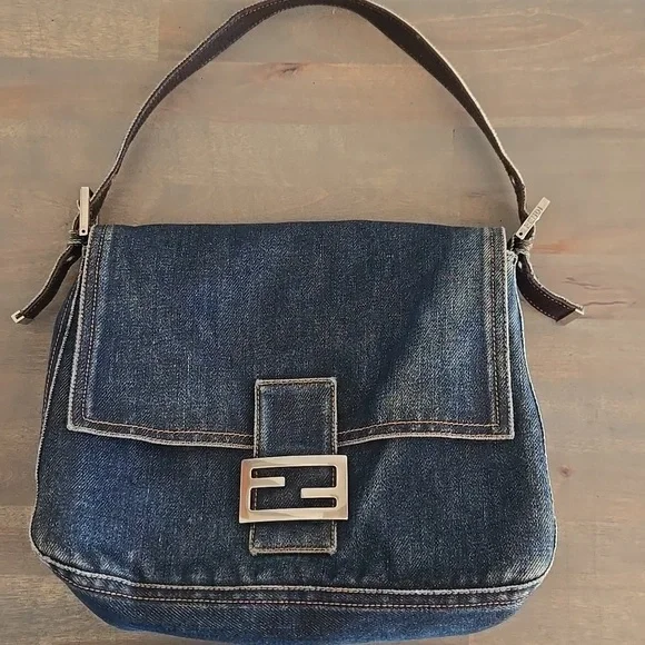 Auth Fendi Denim Mama Baguette - Picture 2 of 16